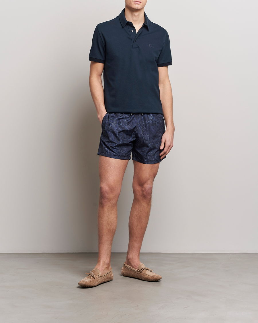 Heren | Polo's | Etro | Contrast Paisley Polo Navy