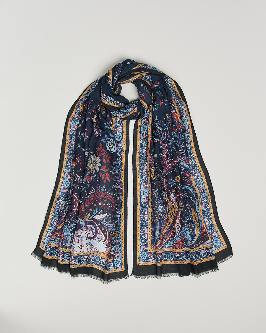 Heren | Etro Modal/Cashmere Printed Scarf Navy | Etro | Modal/Cashmere Printed Scarf Navy