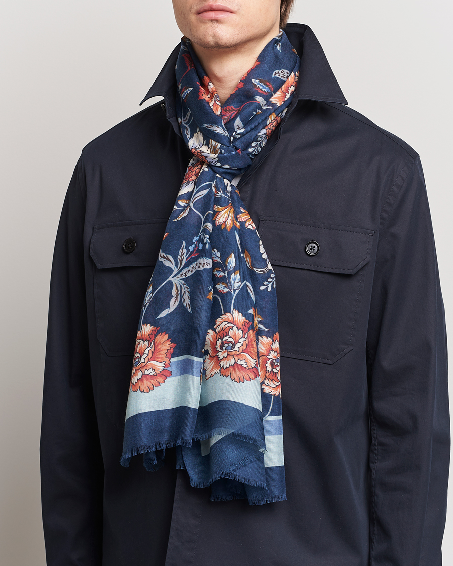 Homme | Etro Modal/Cashmere Printed Scarf Dark Blue | Etro | Modal/Cashmere Printed Scarf Dark Blue