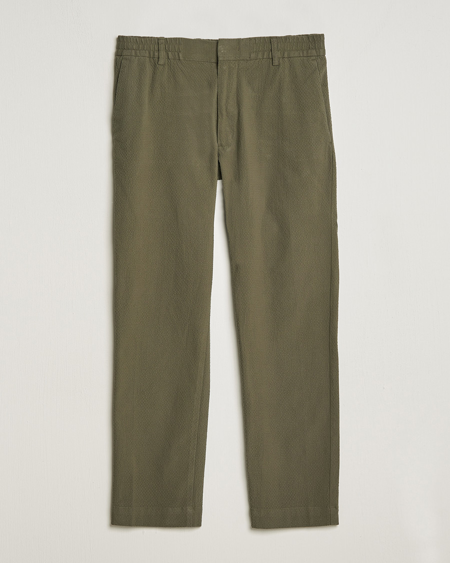 Homme | Pantalons | NN07 | Billie Seersucker Drawstring Trousers Capers Green