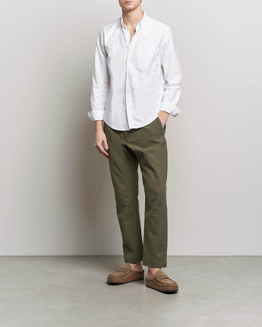 Homme | Pantalons | NN07 | Billie Seersucker Drawstring Trousers Capers Green