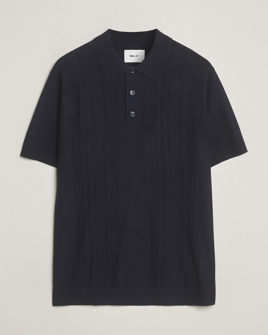 Homme | Polos | NN07 | Thor Knitted Polo Navy Blue