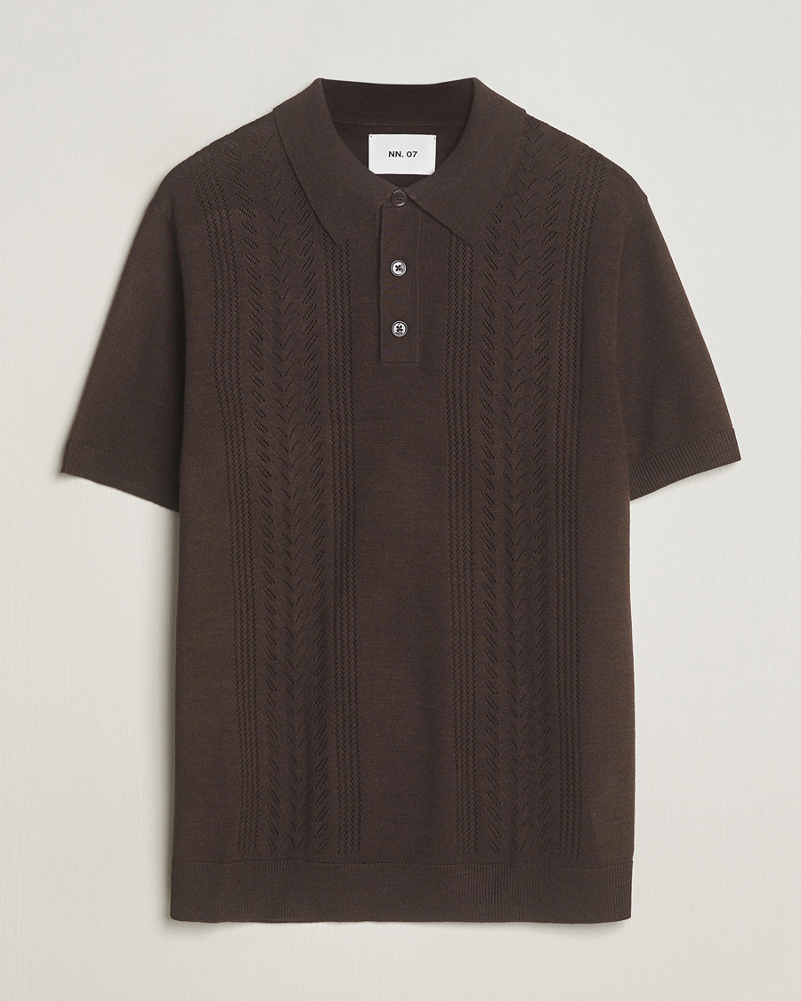 Heren | Polo's | NN07 | Thor Knitted Polo Slate Brown