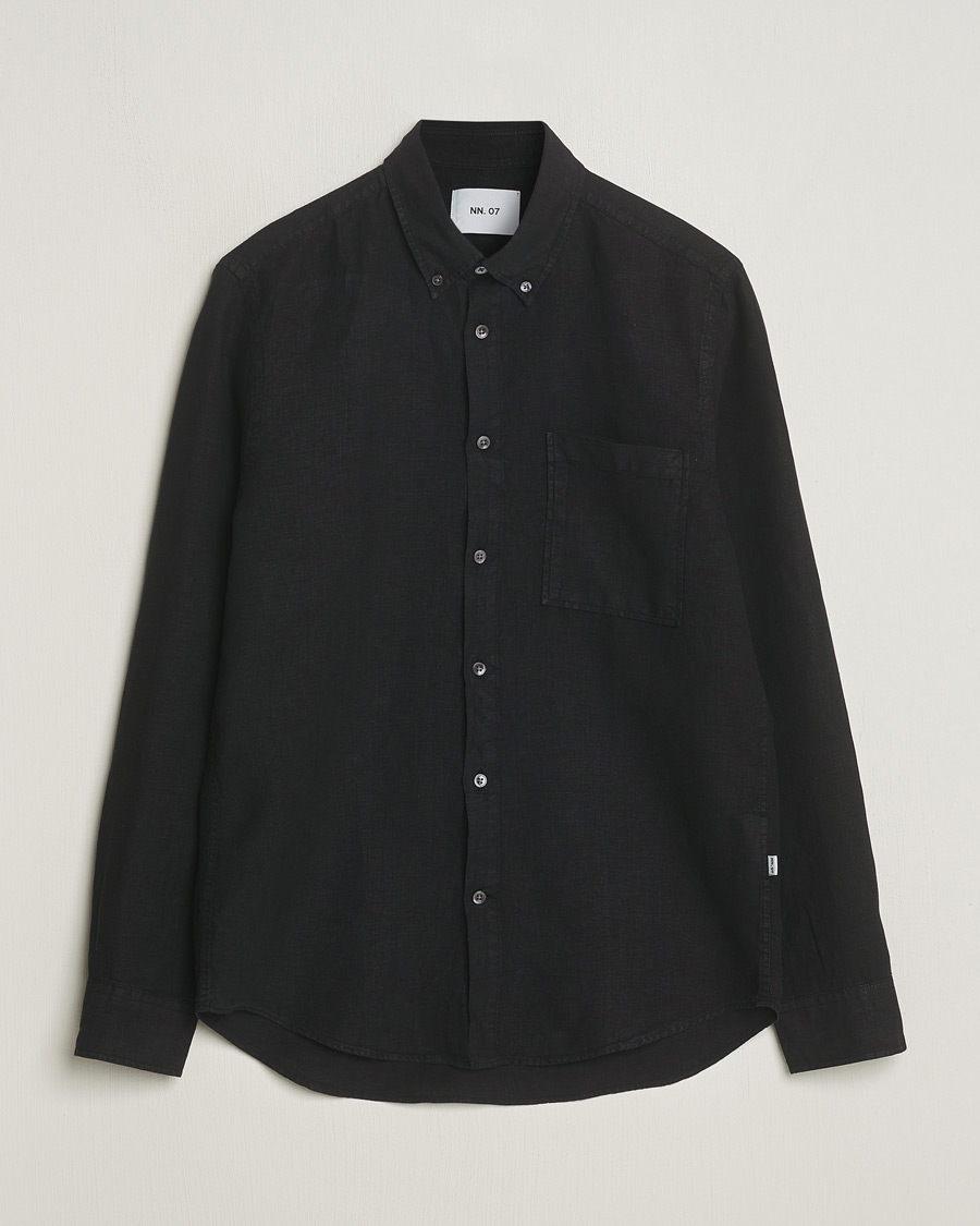 Heren | Overhemden | NN07 | Arne Linen Shirt Black
