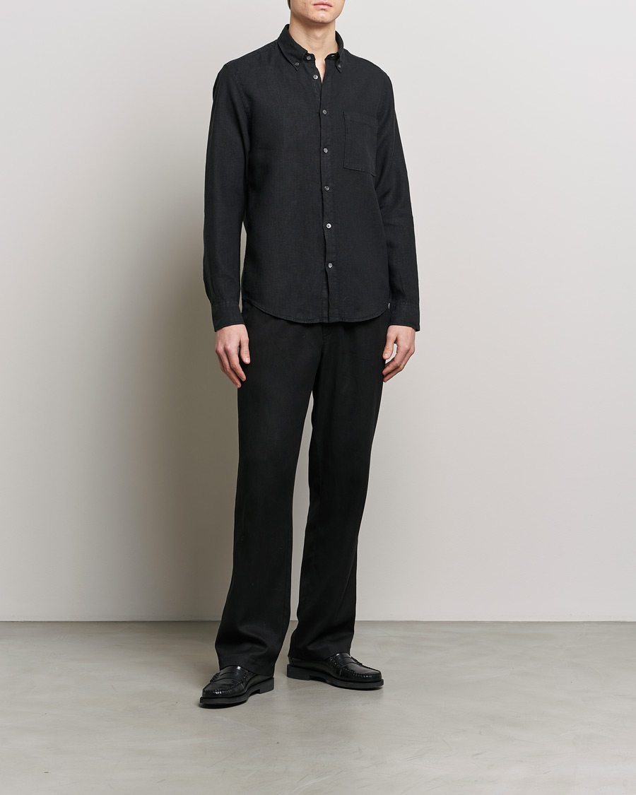 Heren | Overhemden | NN07 | Arne Linen Shirt Black