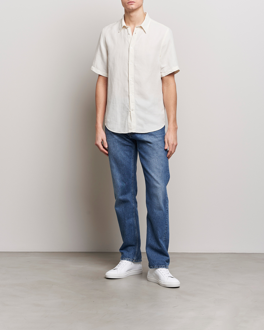 Homme | Chemises | NN07 | Arne Tencel/Linen Short Sleeve Shirt White