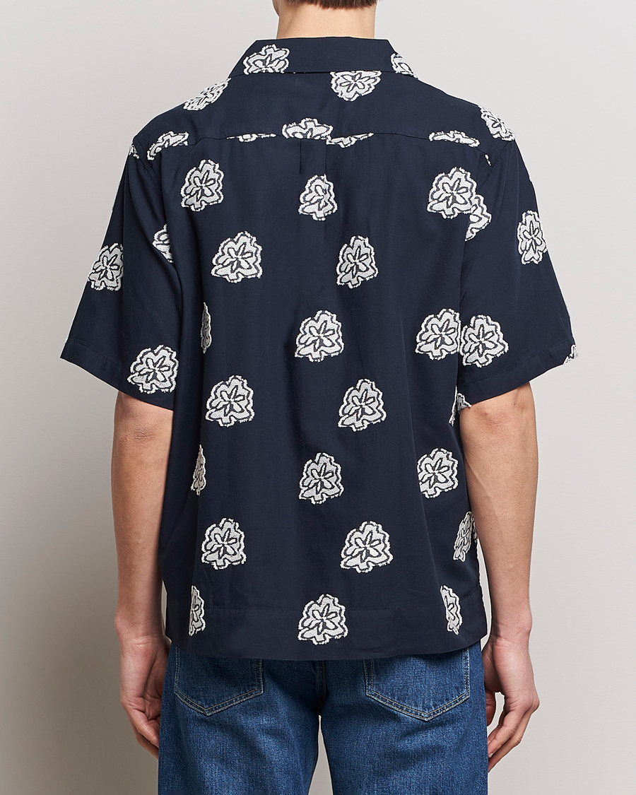 Homme | Chemises | NN07 | Leo Printed Short Sleeve Shirt Navy Blue