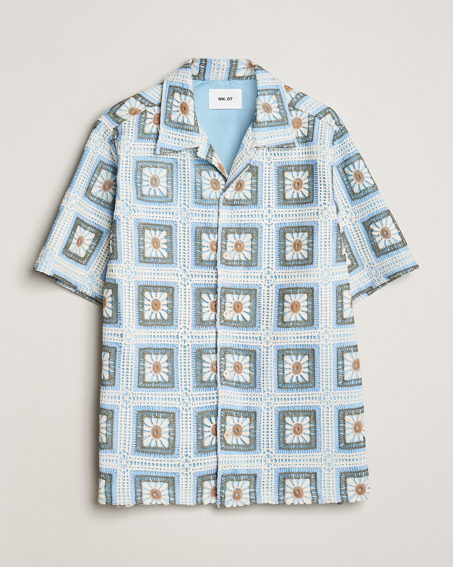 Homme | Chemises | NN07 | Julio Knitted Croche Flower Short Sleeve Shirt Multi