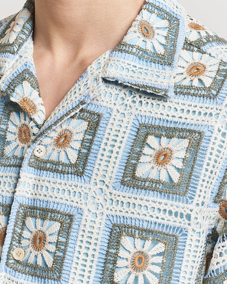 Homme | Chemises | NN07 | Julio Knitted Croche Flower Short Sleeve Shirt Multi