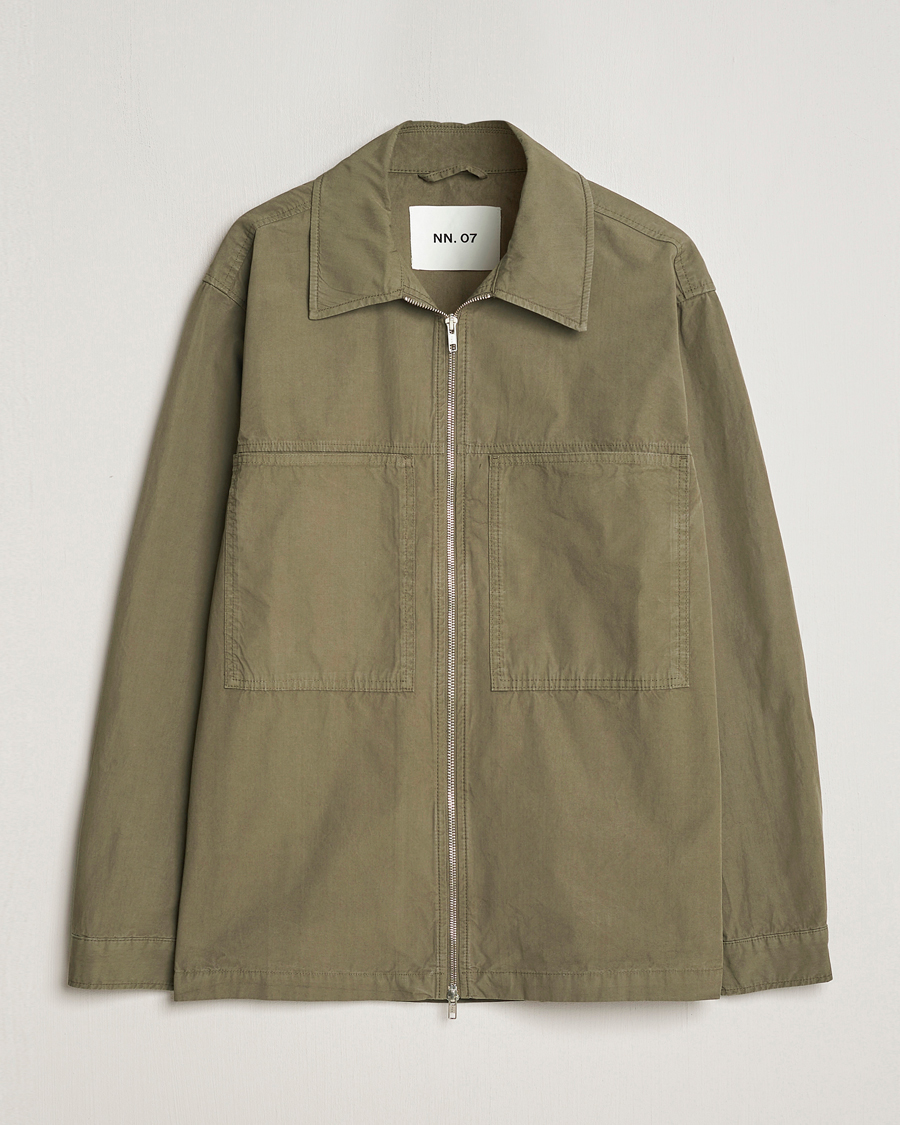 Heren | Jassen | NN07 | Isak Full Zip Shirt Jacket Capers Green