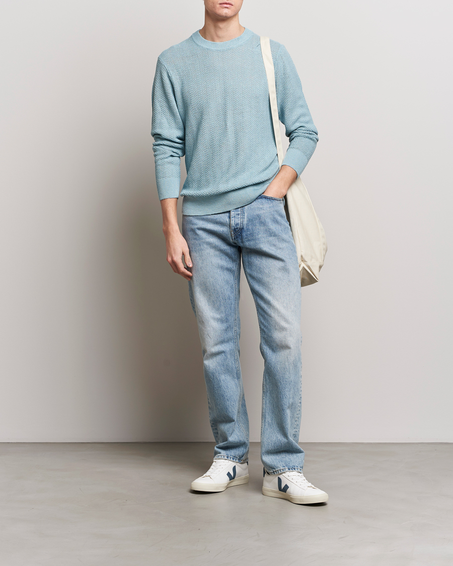 Homme | Pulls Et Tricots | NN07 | Jaden Knitted Linen Crew Neck Sweater Winter Sky