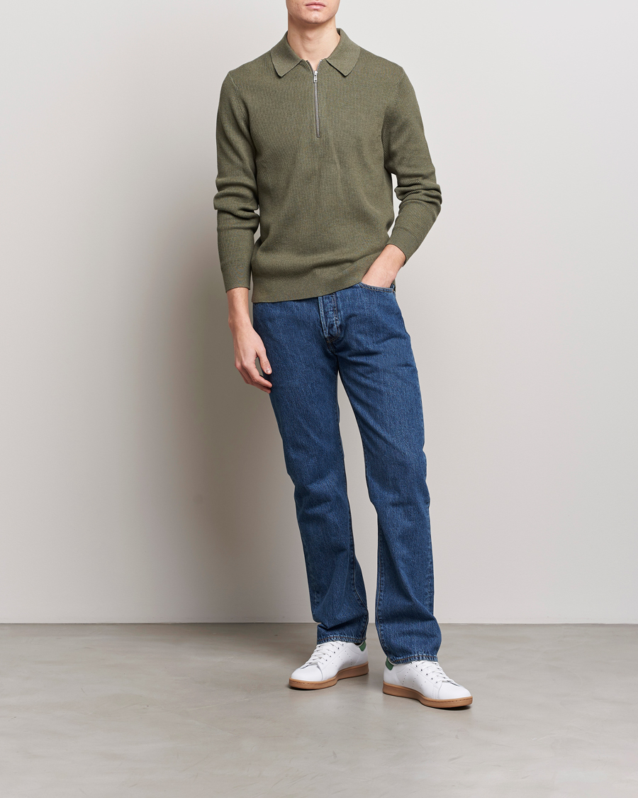 Heren | Truien | NN07 | Hansie Knitted Half Zip Capers Green