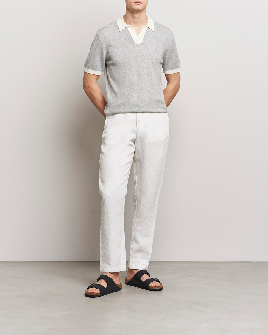 Heren | Polo's | Orlebar Brown | Horton Contrast Knitted Polo White/Grey