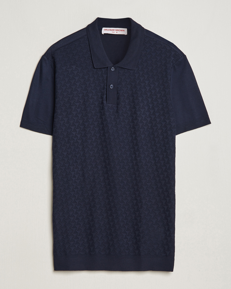 Homme | Polos | Orlebar Brown | Jarrett Jaquard Knitted Ribb Polo Night Iris