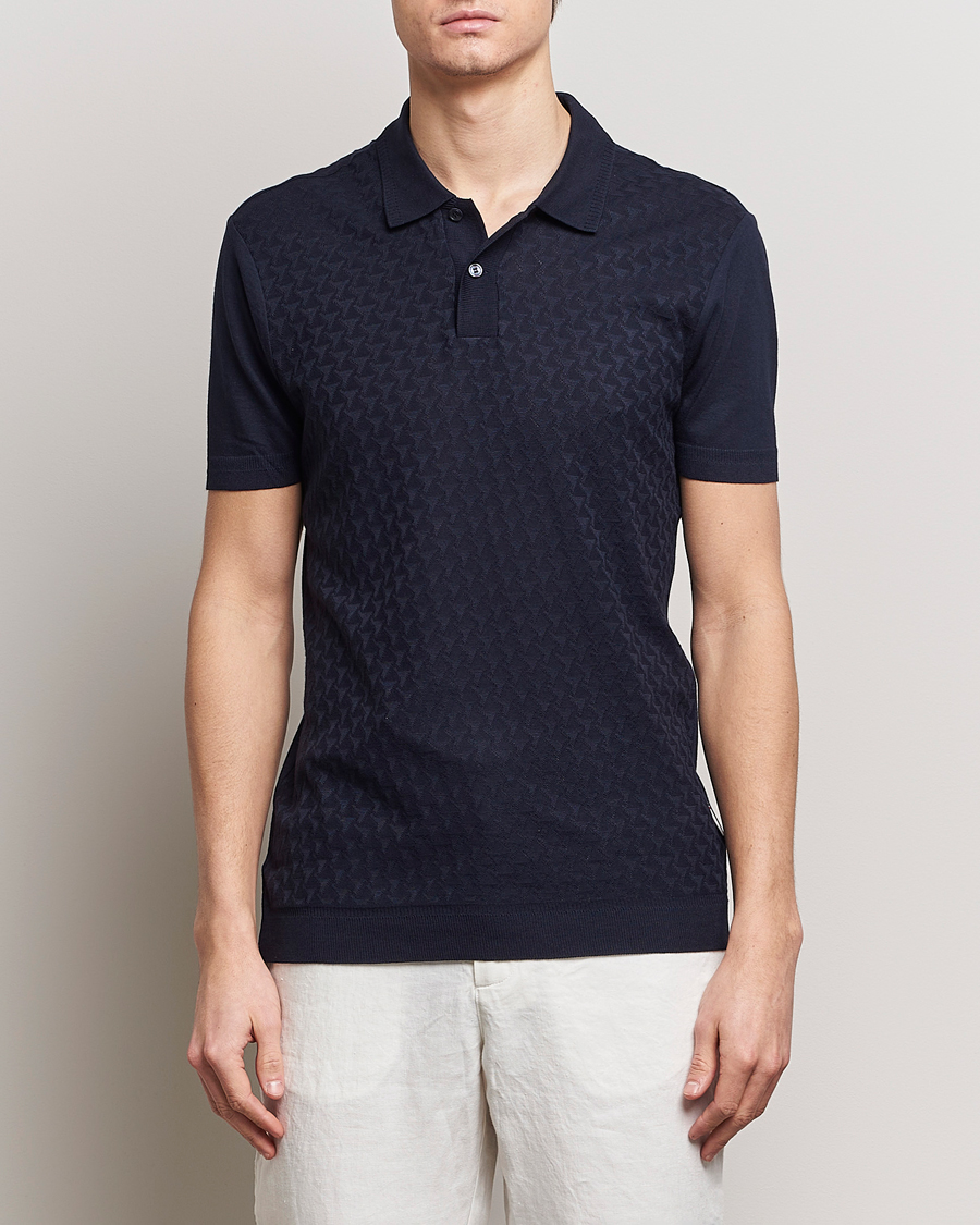 Homme | Polos | Orlebar Brown | Jarrett Jaquard Knitted Ribb Polo Night Iris