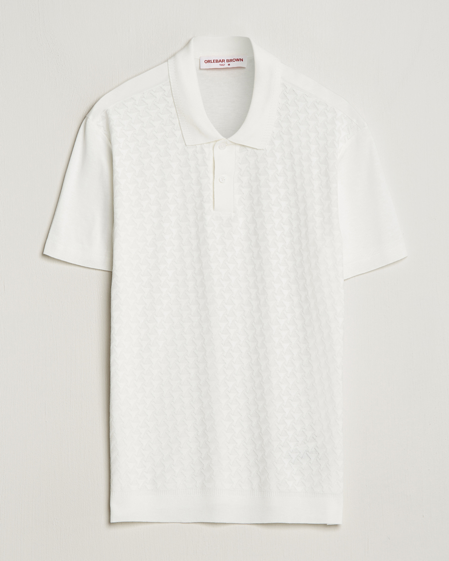 Homme | Polos | Orlebar Brown | Jarrett Jaquard Knitted Ribb Polo White