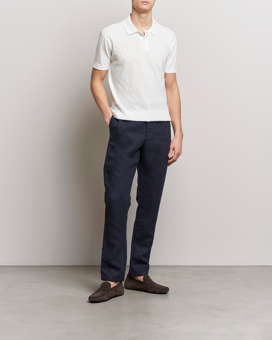 Homme | Polos | Orlebar Brown | Jarrett Jaquard Knitted Ribb Polo White