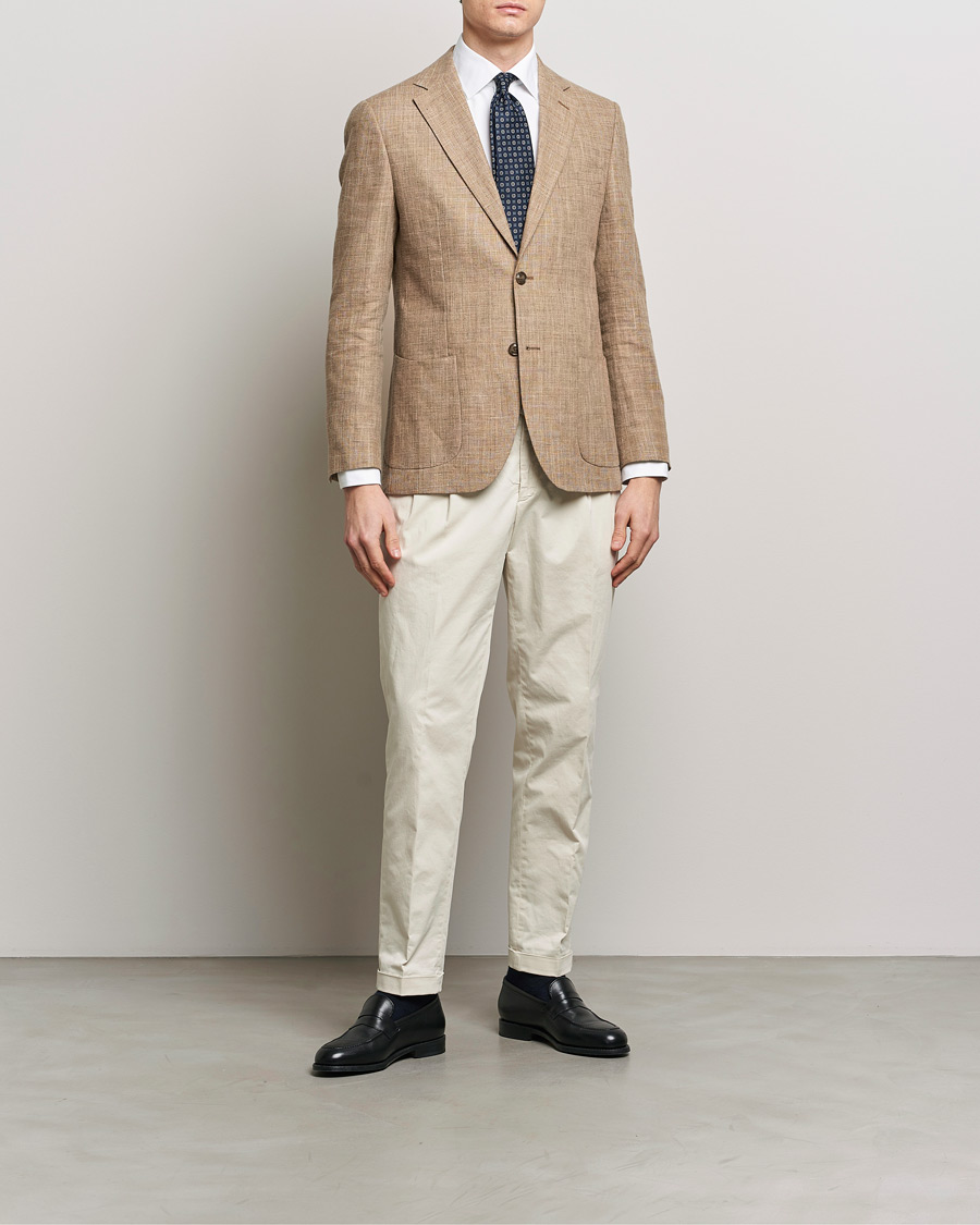 Homme | Blazers | Morris Heritage | Mike Cotton/Linen Structure Blazer Light Brown
