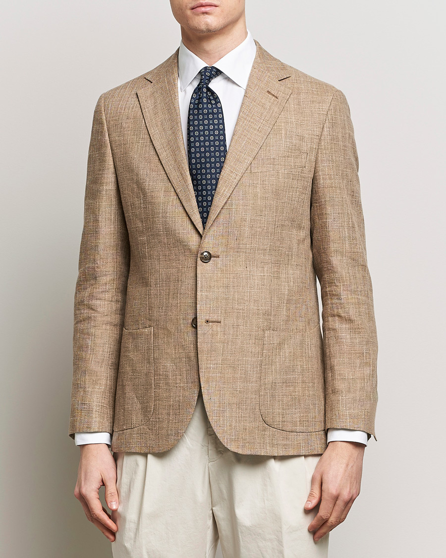 Homme | Blazers | Morris Heritage | Mike Cotton/Linen Structure Blazer Light Brown