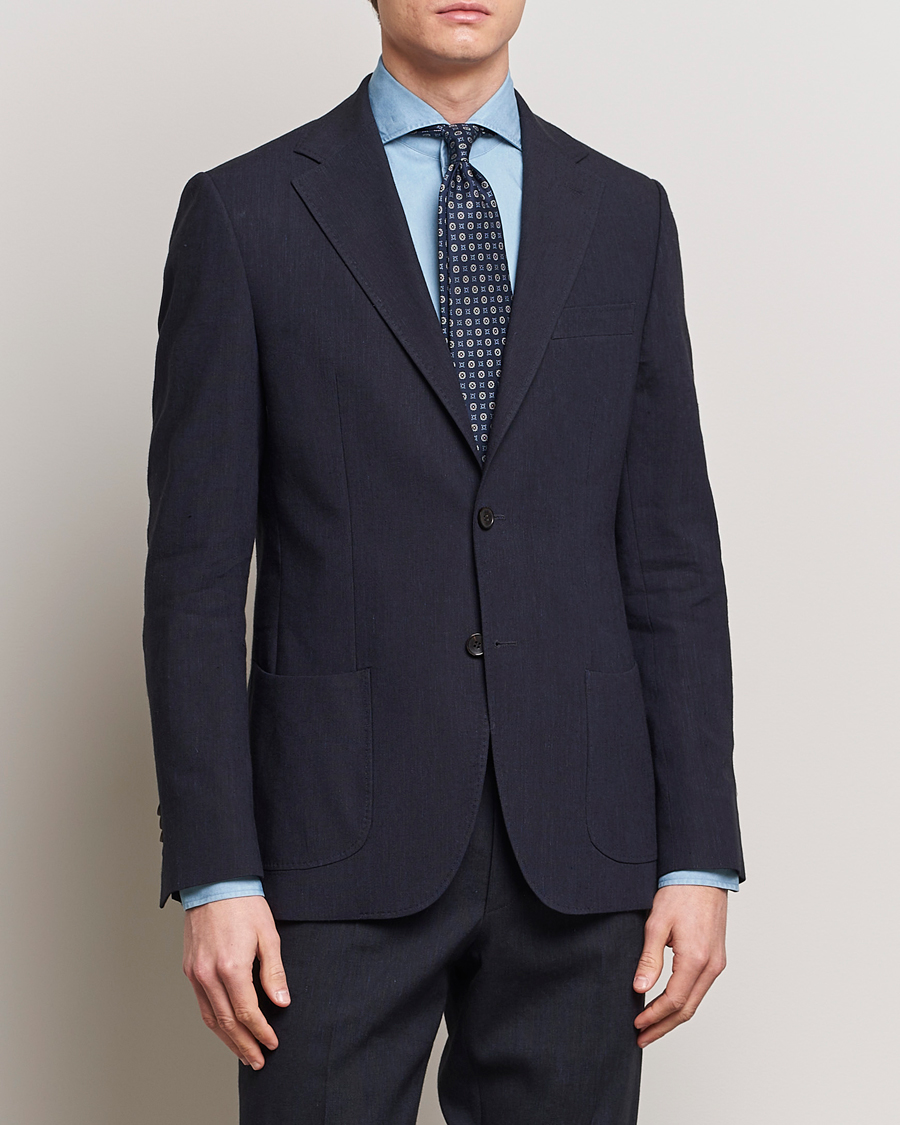 Homme | Blazers | Morris Heritage | Summer Linen Blazer Navy