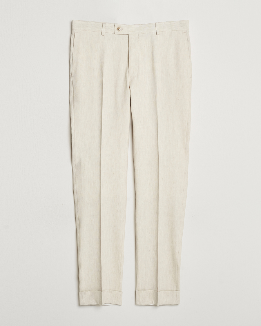 Heren | Broeken | Morris Heritage | Jack Summer Linen Trousers Beige