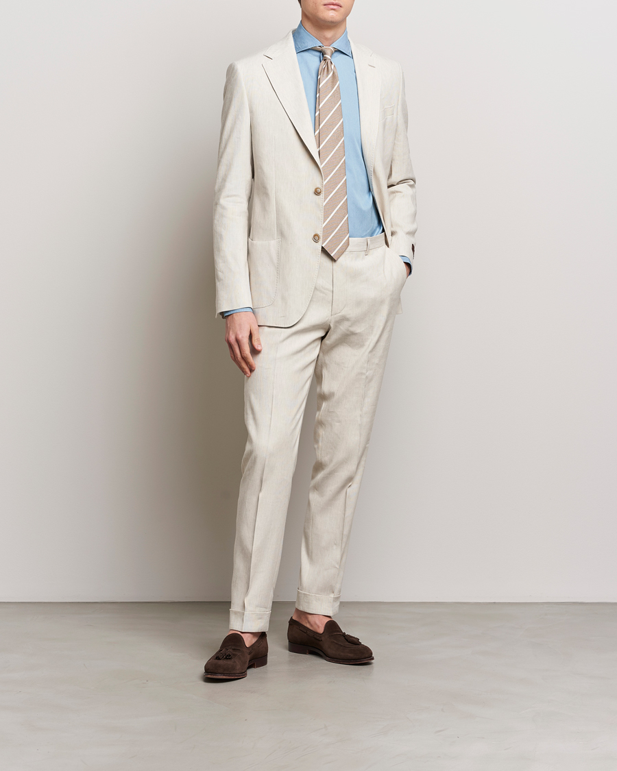 Heren | Broeken | Morris Heritage | Jack Summer Linen Trousers Beige