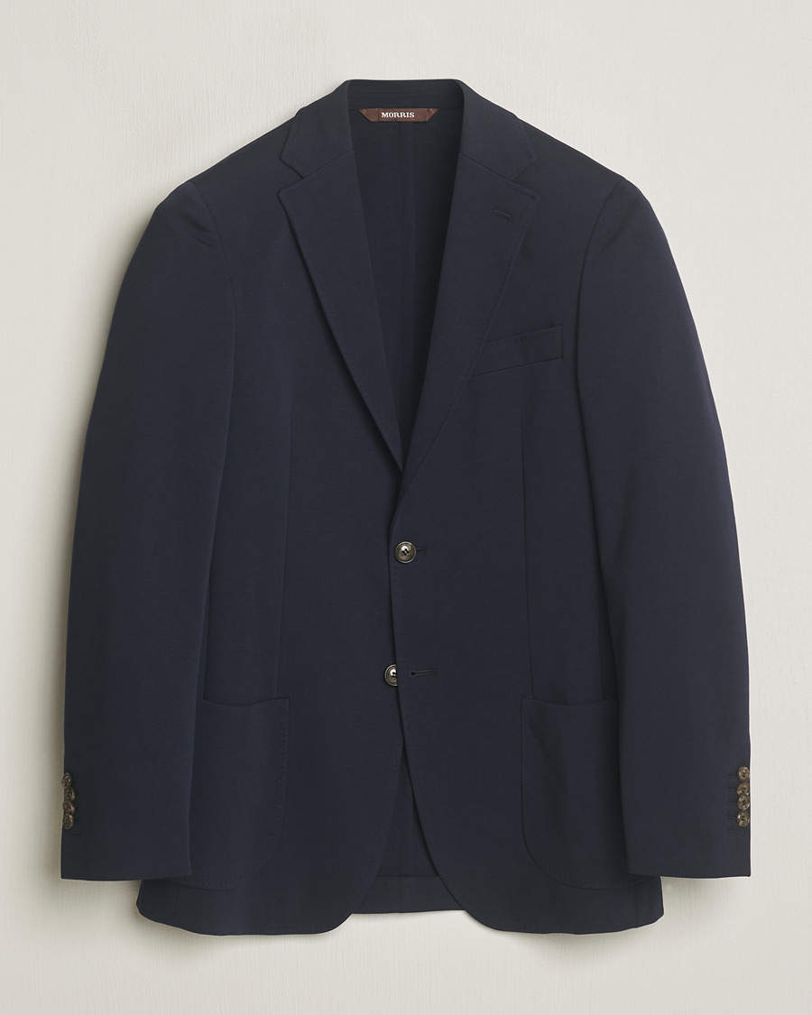 Homme | Blazers | Morris Heritage | Mike Soft Cotton Jersey Blazer Navy