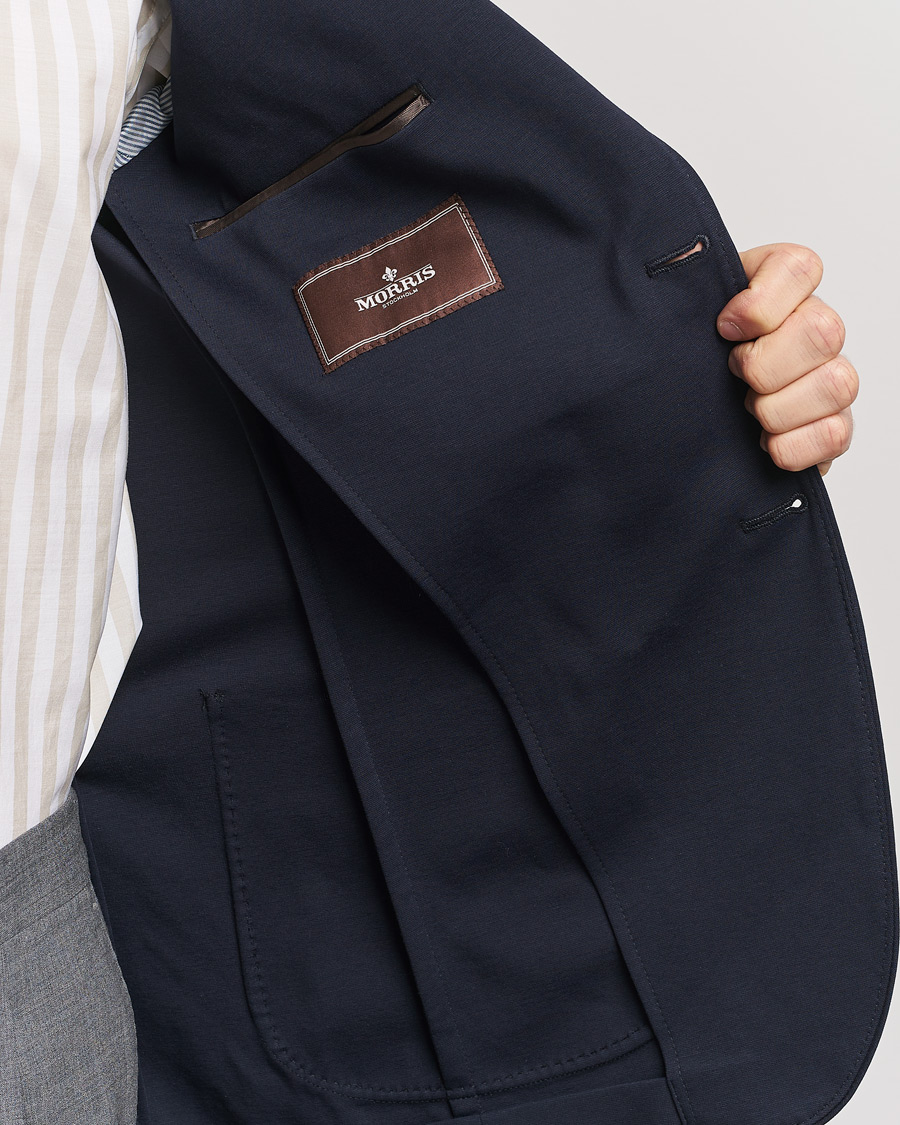 Homme | Blazers | Morris Heritage | Mike Soft Cotton Jersey Blazer Navy