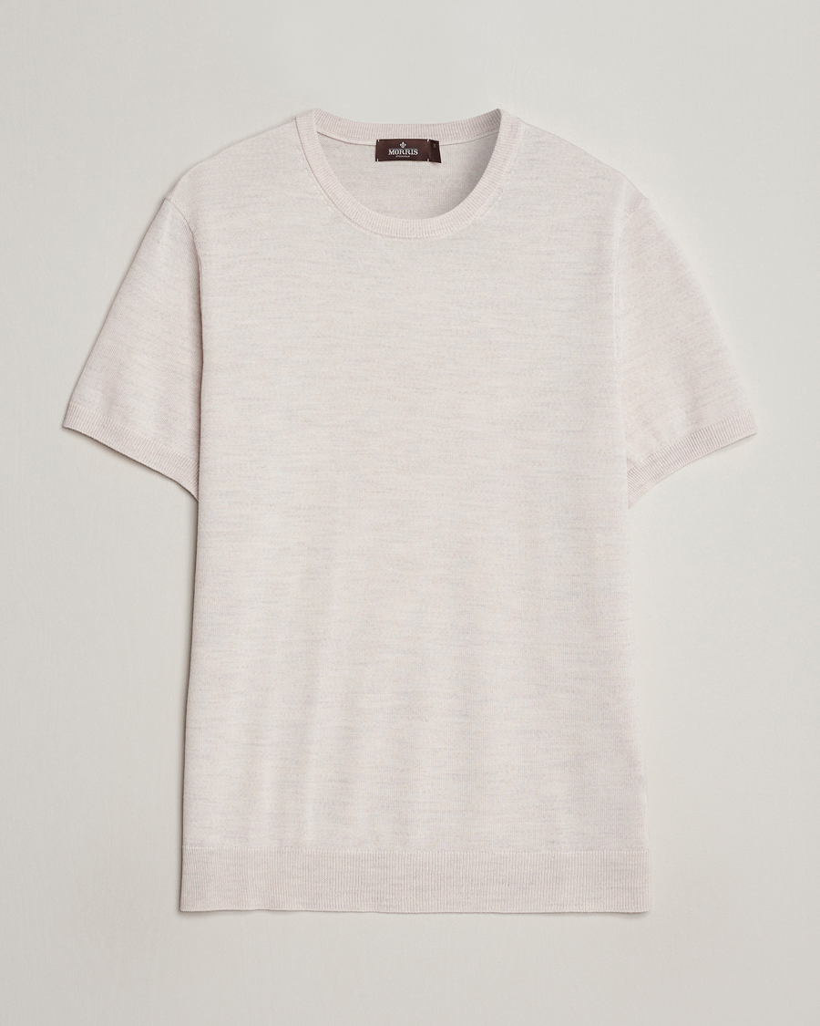 Homme | T-shirts | Morris Heritage | Kingsley Knitted Merino T-Shirt Off White
