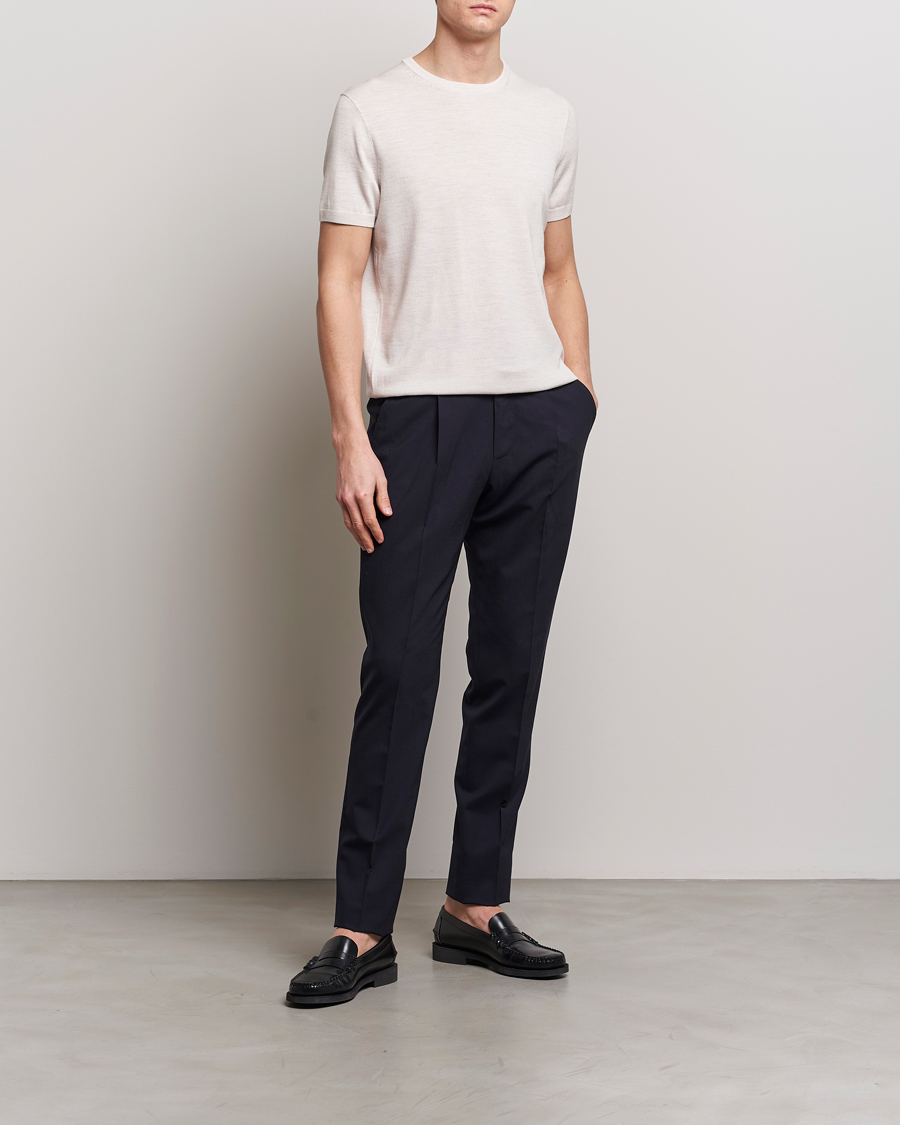 Homme | T-shirts | Morris Heritage | Kingsley Knitted Merino T-Shirt Off White