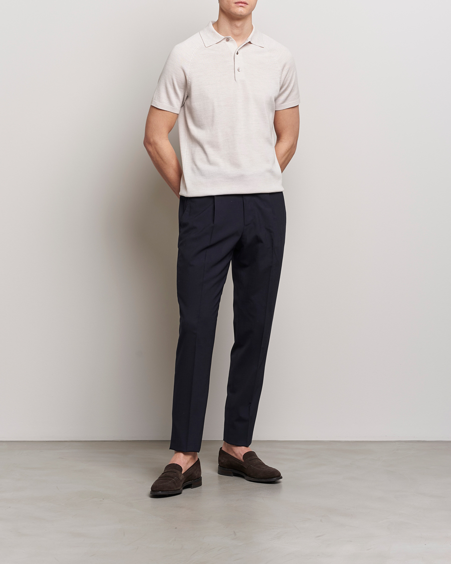 Homme | Polos | Morris Heritage | Fleming Short Sleeve Merino Polo Off White