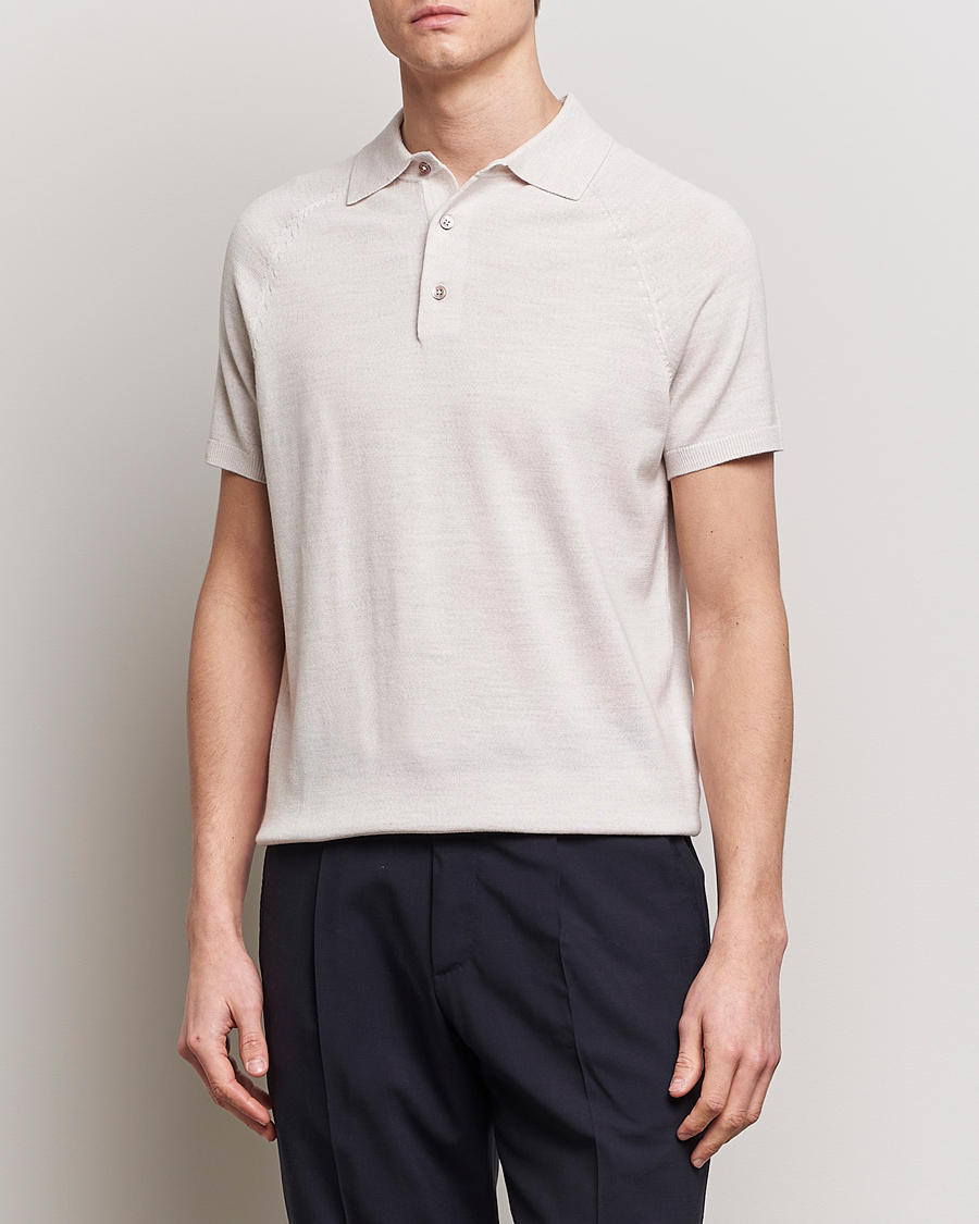 Homme | Polos | Morris Heritage | Fleming Short Sleeve Merino Polo Off White