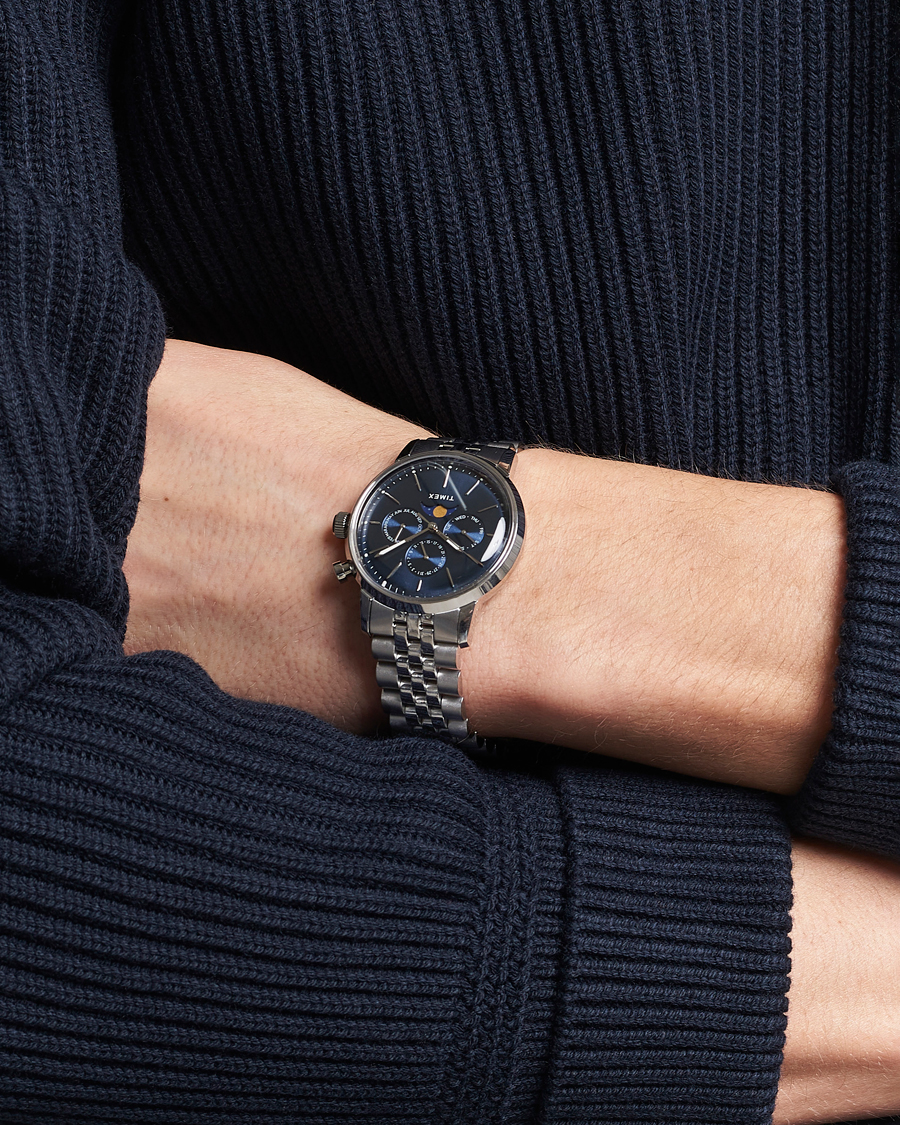 Homme | Timex Marlin Moon Phase Quartz Steel 40mm Blue Dial | Timex | Marlin Moon Phase Quartz Steel 40mm Blue Dial