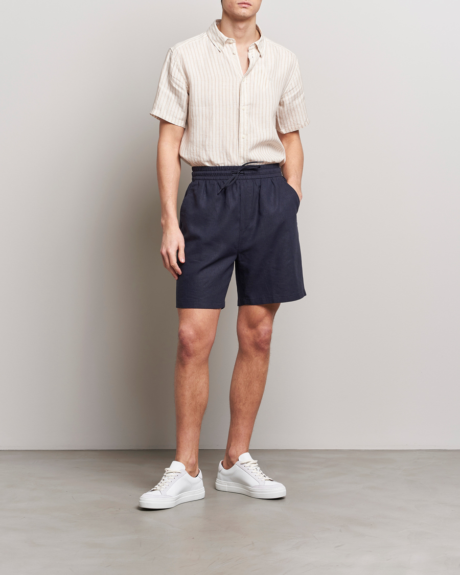 Heren | Korte broek | LES DEUX | Otto Linen Shorts Dark Navy