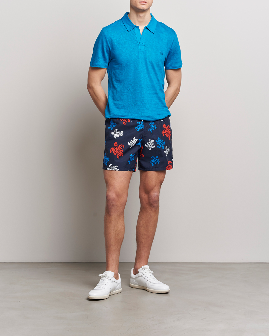 Homme | Maillots De Bain | Vilebrequin | Moorea Printed Swimshorts Bleu Marine