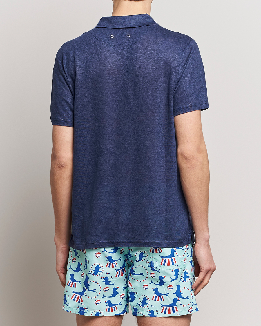 Homme | Polos | Vilebrequin | Pyramid Linen Jersey Polo Bleu Marine