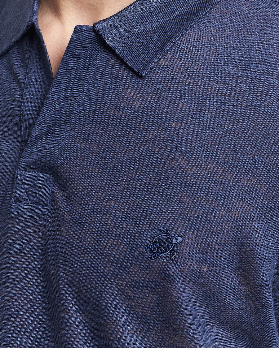 Homme | Polos | Vilebrequin | Pyramid Linen Jersey Polo Bleu Marine