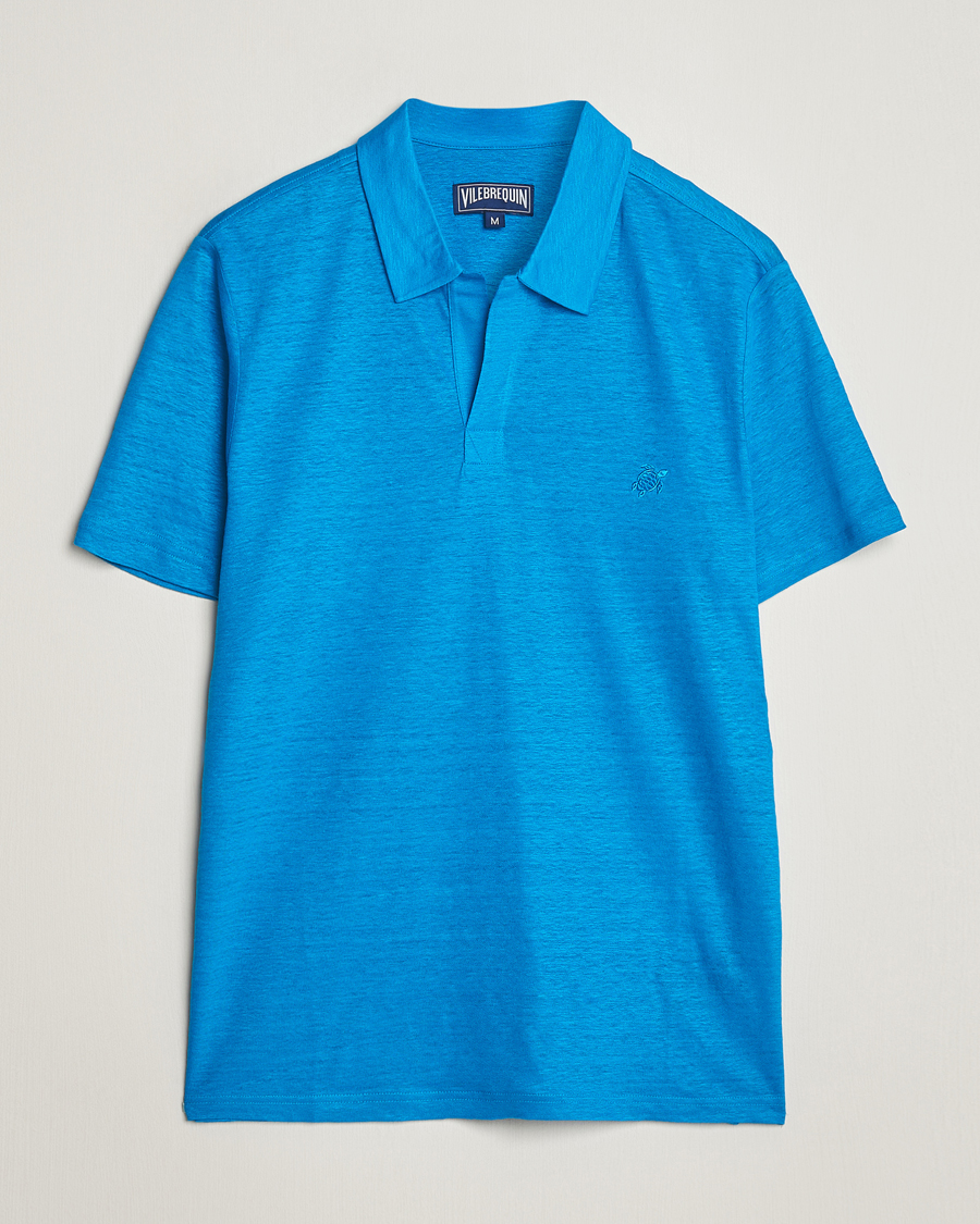 Homme | Polos | Vilebrequin | Pyramid Linen Jersey Polo Bleu Hawaii