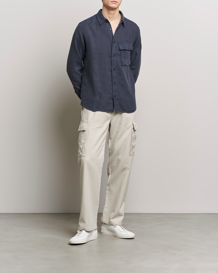 Homme | Chemises | Belstaff | Scale Linen Pocket Shirt Dark Ink