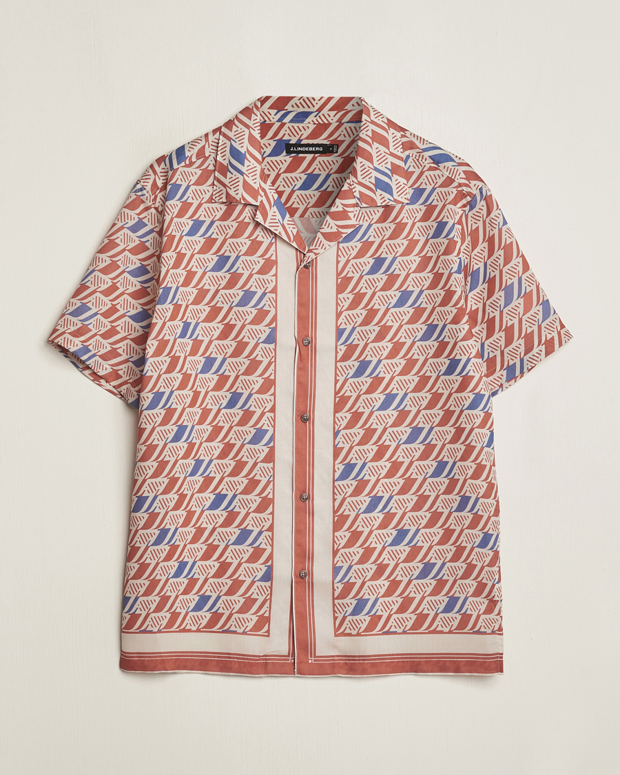 Homme | Chemises | J.Lindeberg | Elio Tencel Moto Print Short Sleeve Shirt Multi