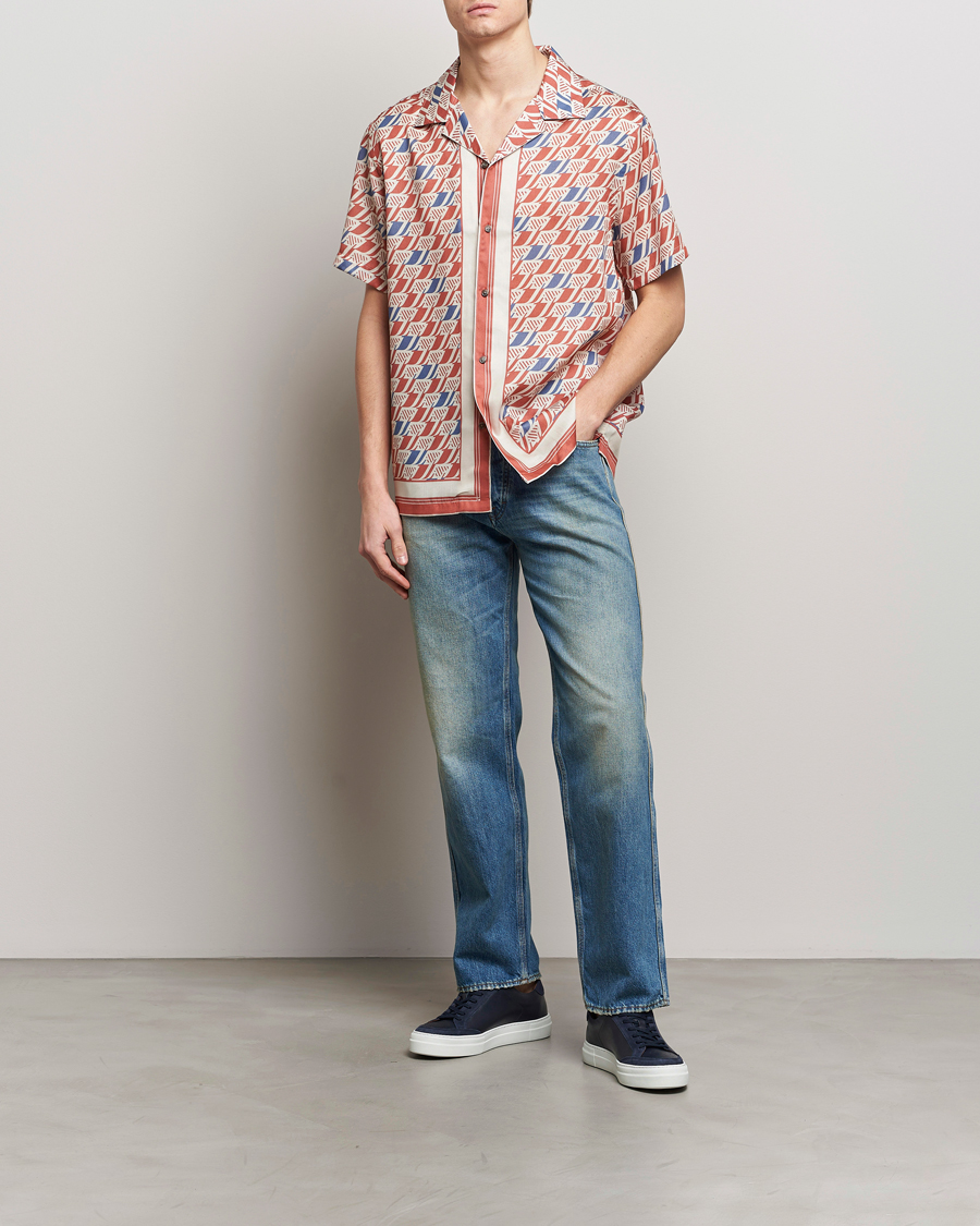 Homme | Chemises | J.Lindeberg | Elio Tencel Moto Print Short Sleeve Shirt Multi