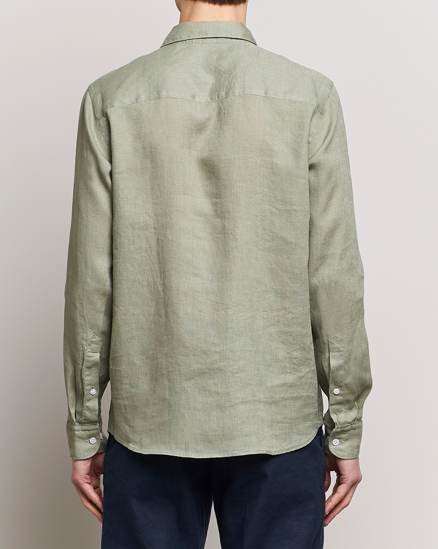 Heren | Overhemden | J.Lindeberg | Regular Fit Clean Linen Shirt Oil Green