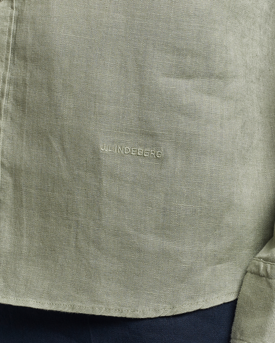 Heren | Overhemden | J.Lindeberg | Regular Fit Clean Linen Shirt Oil Green