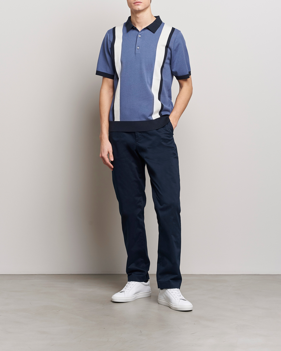 Heren | Polo's | J.Lindeberg | Reymond Stripe Knitted Polo Bijou Blue