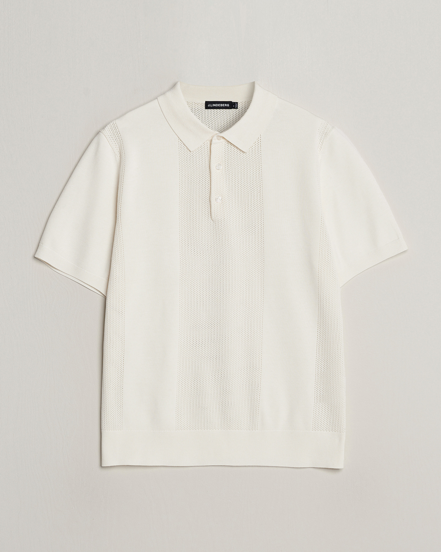 Homme | Polos | J.Lindeberg | Reymond Solid Knitted Polo Cloud White