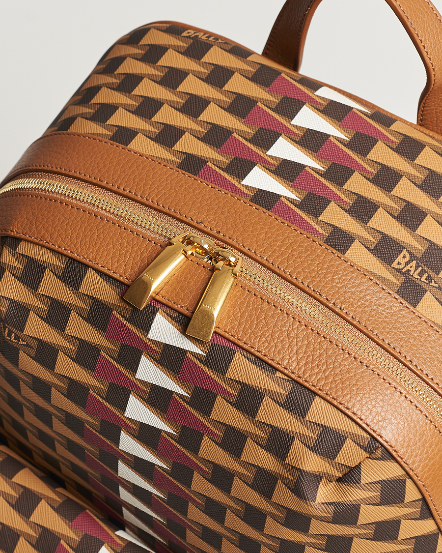 Homme | Bally Pennant Monogram Leather Backpack Brown | Bally | Pennant Monogram Leather Backpack Brown