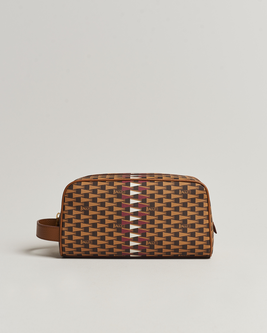 Heren | Bally Pennant Monogram Leather Washbag Brown | Bally | Pennant Monogram Leather Washbag Brown