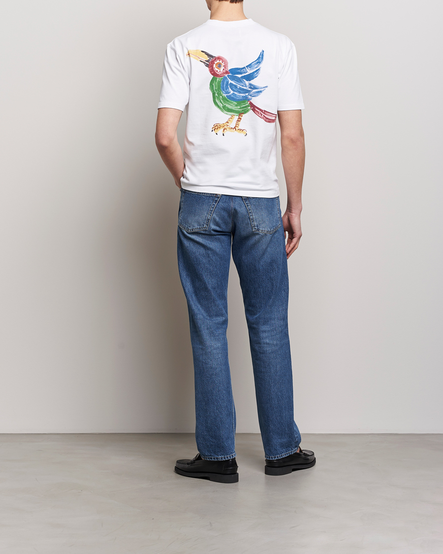 Homme | T-shirts | Drake's | Bird Graphic Print Hiking T-Shirt White