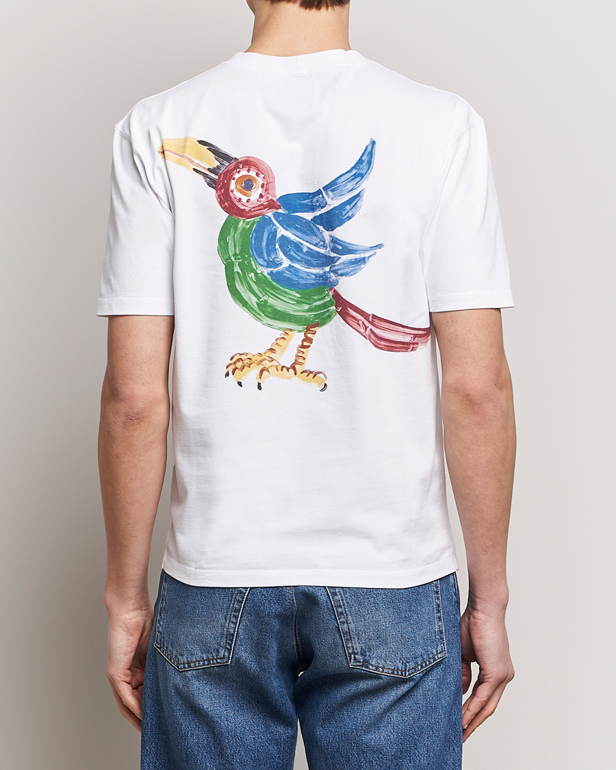 Homme | T-shirts | Drake's | Bird Graphic Print Hiking T-Shirt White
