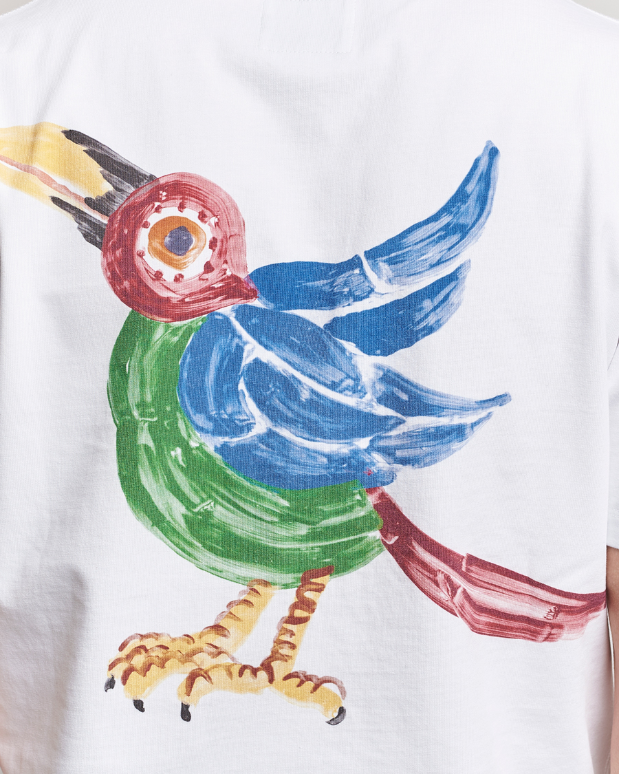 Homme | T-shirts | Drake's | Bird Graphic Print Hiking T-Shirt White